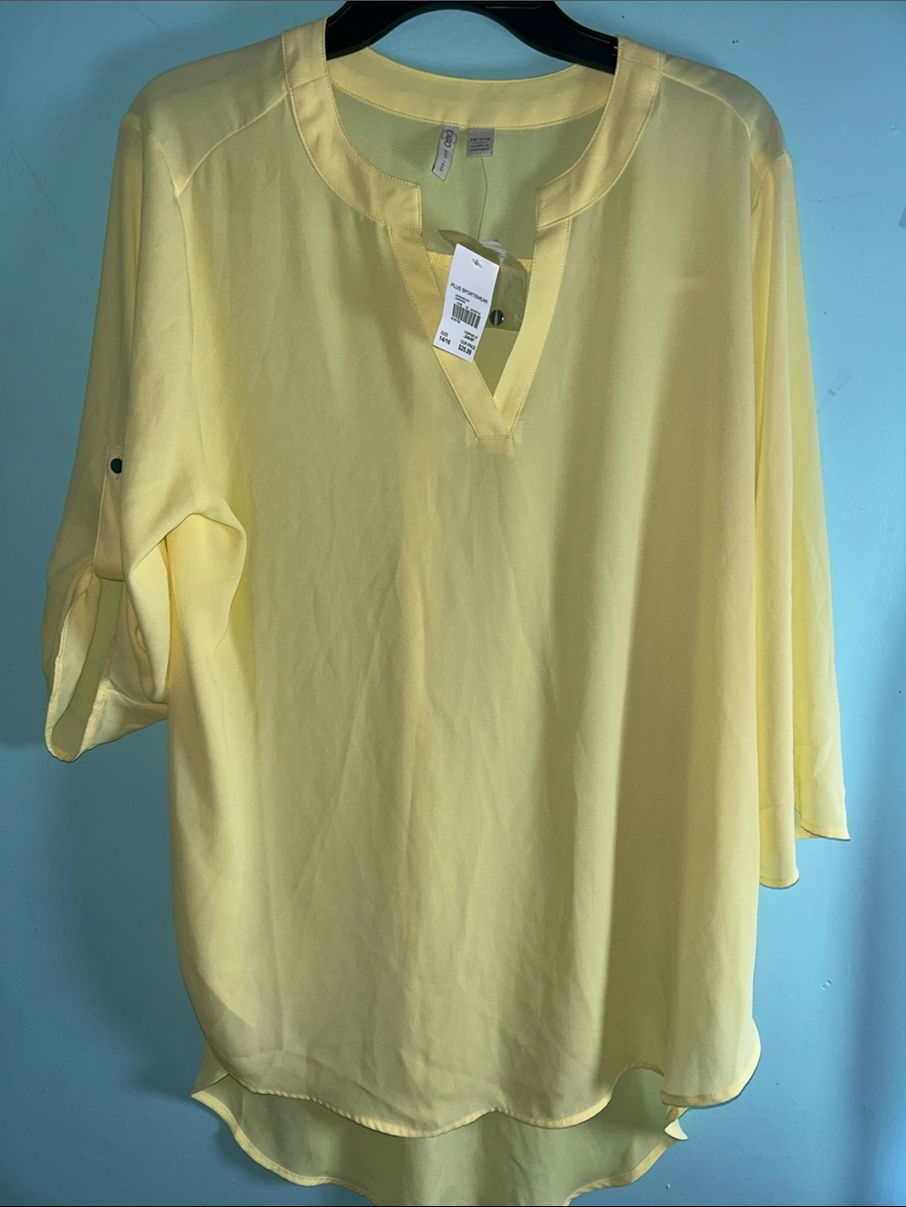 Style & Co. Pale Yellow Split-Neck Tunic